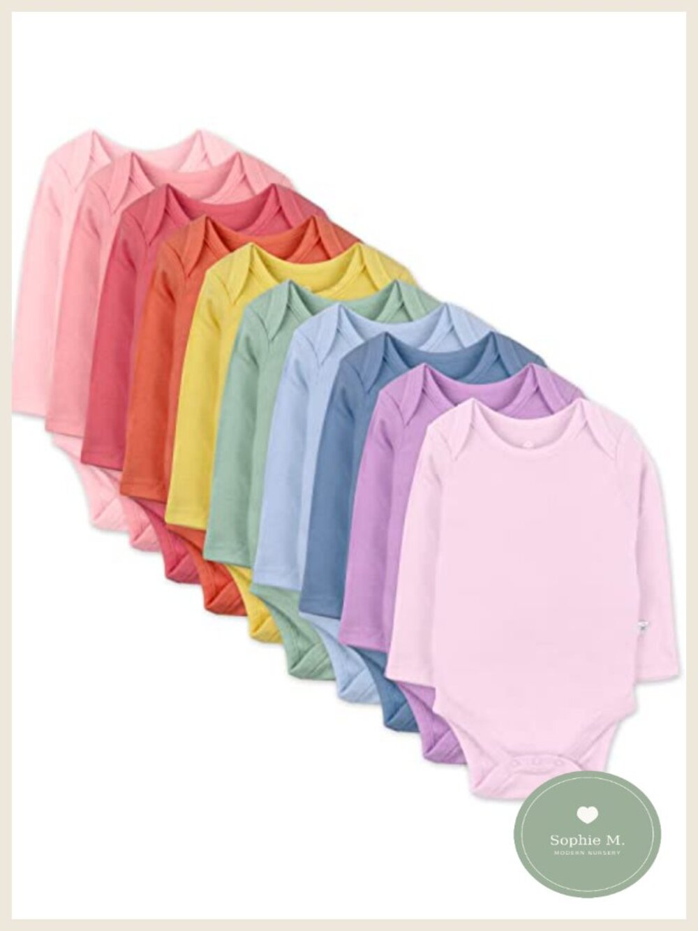 10-Pack Long Sleeve Bodysuits One-Piece 100% Organic Cotton Infant